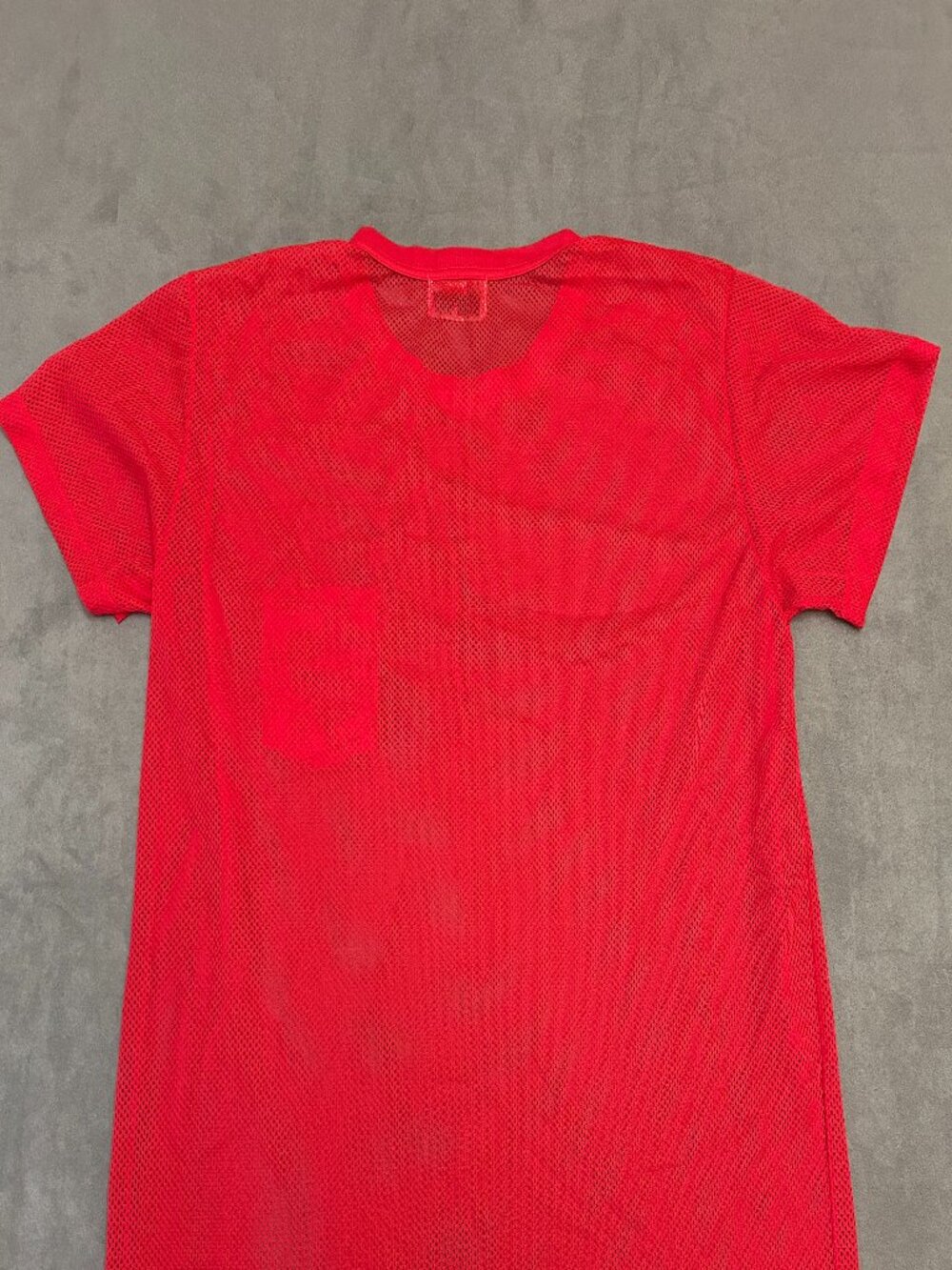 Vintage 80s Donnco Red Nylon Mesh Football Jersey Pocket T-Shirt Made in Korea S - Picture 2 of 5